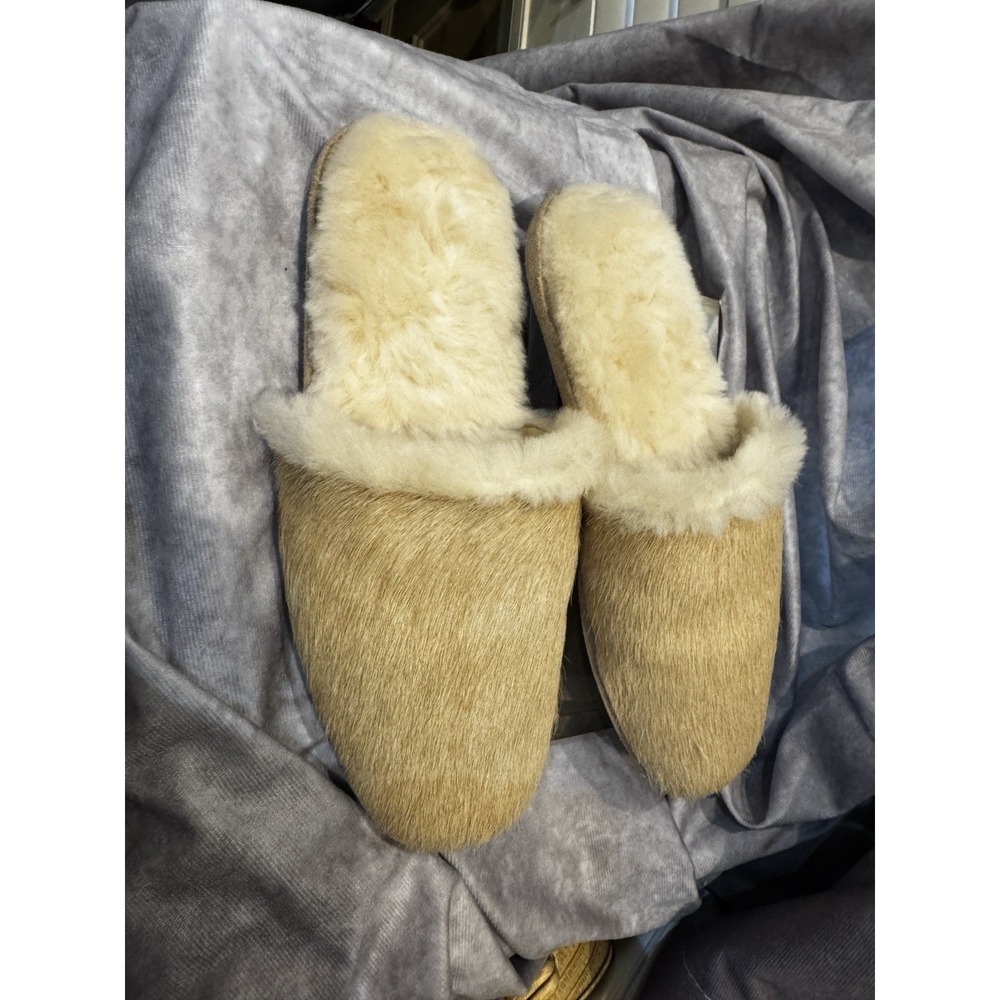 Freda Salvador Suede Shearling-Lined Moccasins Suede Slippers Slides (S)